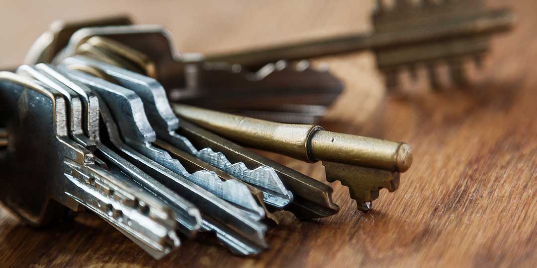 bunch of keys in a key chain